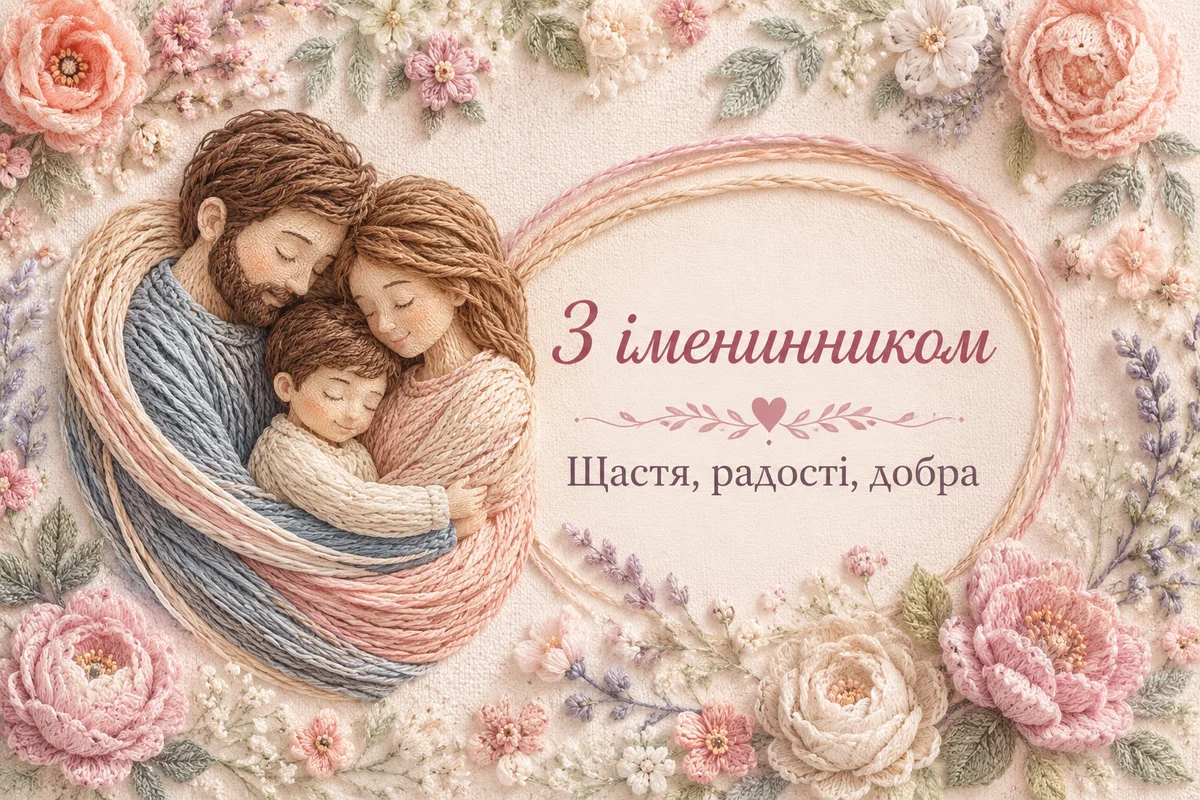 Привітання з іменинами для батьків у вигляді вишивки