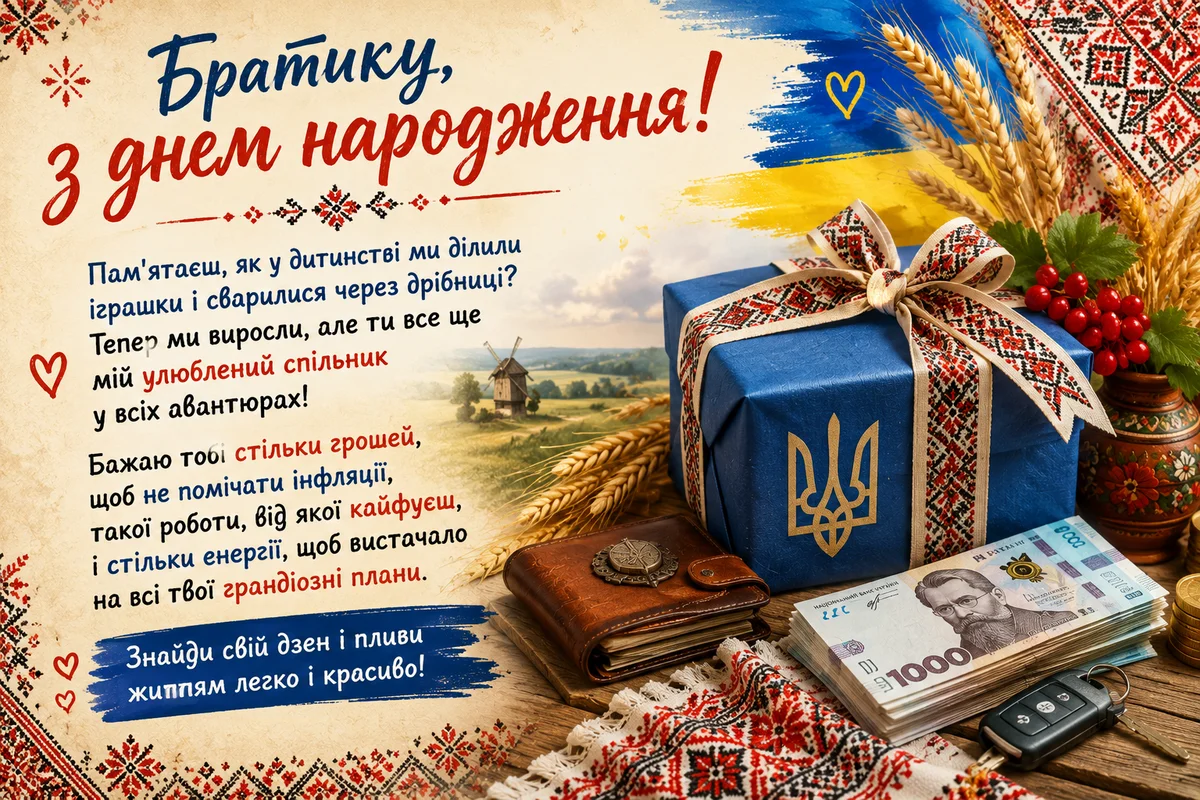 Привітання з днем народження брату від сестри